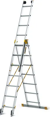 Obrázok produktu pre Drabest | Multifunkčný rebrík, viacúčelový rebrík z hliníka, nosnosť 150 kg - 3-sekčný rebrík 3x7 stupňov