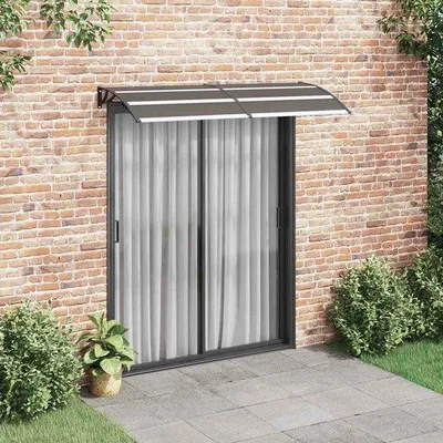 Immagine prodotto di Copertura in policarbonato - 200 x 75 cm - Nero - Copertura resistente alle intemperie per ingressi e finestre - kit di montaggio incluso