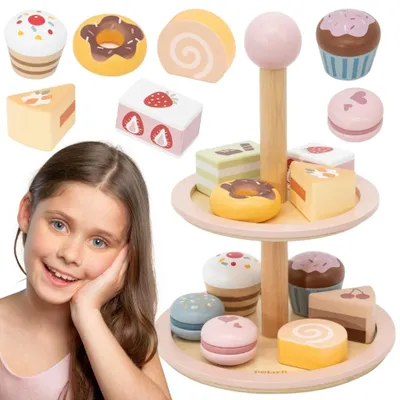 Image de VIGA Présentoir à gâteaux en bois avec accessoires