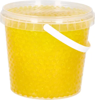 Produktbild von trendfinding 1 Liter Eimer Aqualinos Hydroperlen, Größe 0,8 bis 1,2 cm, Gelb-Orange