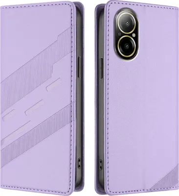Image de Etui pour Realme C67 4G, étui portefeuille en cuirPolyuréthaneavec fente pour carte et fonction stand Violett