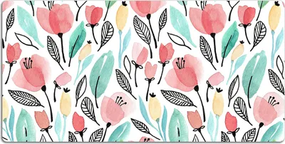 Produktbild von Schreibtischmatte Tischunterlage 90x45 cm Mauspad - rote Blumen