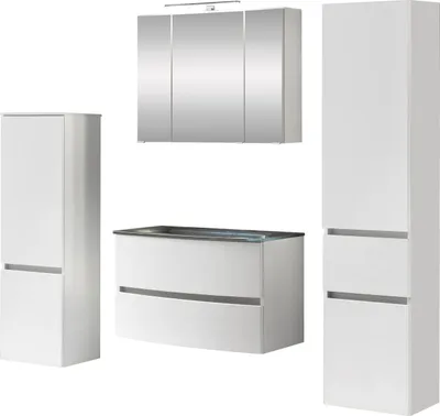 Produktbild von Waschtisch-Set Badezimmer Bad-Set "Kopenhagen X" Weiß, Matt Weiß
