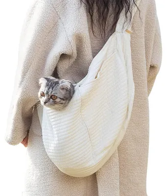 Immagine prodotto di Borsa per cani, borsa portatile per animali domestici, traspirante, con spallaccio largo, realizzata in cotone e poliestere