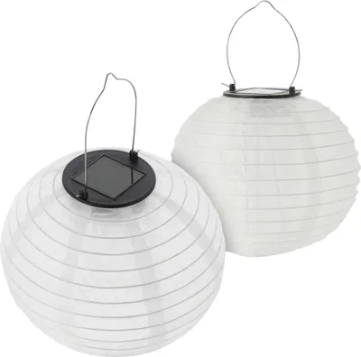 Produktbild von LED Solar Lampion - 2er Set / Ø 30 cm - beleuchtete Lampions aus Nylon (groß / 2er)