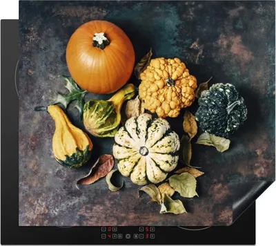 Obrázek produktu pro KitchenYeah® Kryt na sporák dýně - podzim - listy, 57x51cm, dekorace do kuchyně, keramický kryt varné desky, krycí deska na varnou desku
