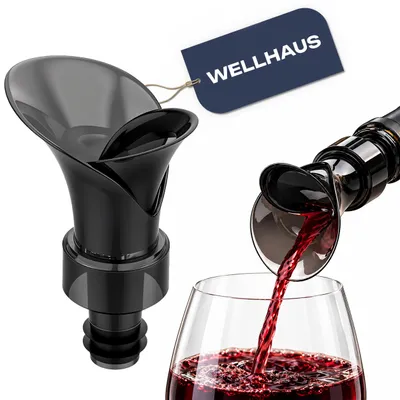 Obrázok produktu pre WELLHAUS, výlevka na víno, uzáver na fľaše 2v1, čierna, bez odkvapkávania