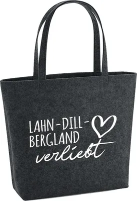 Produktbild von Huuraa Filzshopper Lahn-Dill-Bergland verliebt 22 Liter Charcoal Melange Filztasche Geschenkidee