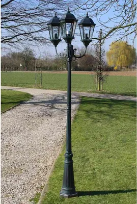 Obrázek produktu pro vidaXL Zahradní lucerna 3 plameny 230 cm Tmavě zelená/černá Hliníková