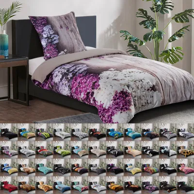 Zdjęcie produktu dla Pościel SANILO® 135 x 200 cm, 100% najwyższej jakości bawełna, zestaw 2-częściowy, poszewka na kołdrę, poszewka na poduszkę 80 x 80 cm – liliowy