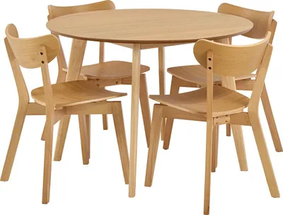 Image de Roxby ensemble pour salle à manger table et 4 chaises naturel, chêne.
