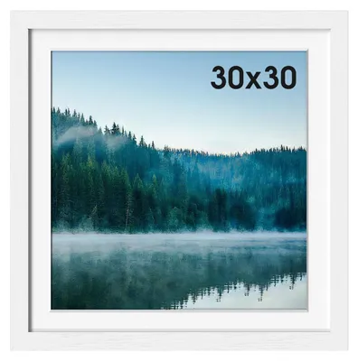 Imagen del producto de Marco de fotos cuadrado, blanco, de 30 x 30 cm, con marco de madera, para fotos y pósters