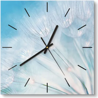Produktbild von DEQORI Glasuhr 30x30 cm Modern 'Blühender Löwenzahn' Wanduhr Glas Uhr Design leise