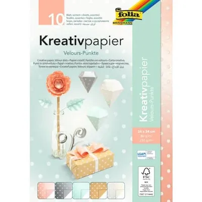 Produktbild von folia Kreativpapier "Velourpunkte" 240 x 340 mm 10 Blatt