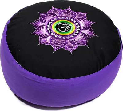 Produktbild von Meditationskissen Lotus mit OM schwarz/violett -- 33x17 cm online bestellen