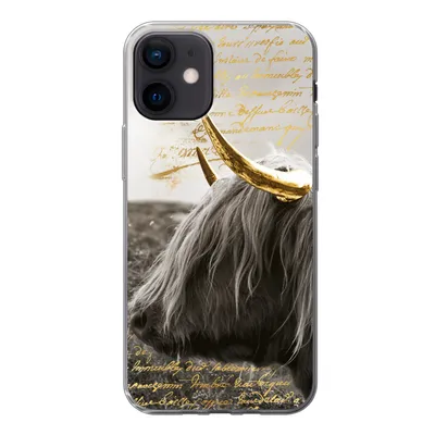 Produktbild von MuchoWow® Handyhülle Schutzhülle Hülle für iPhone 12 Schottischer Highlander - Gold - Hoorn Silikon Softcase Handy Hülle - Schutzhülle