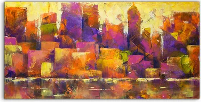 Produktbild von Coloray Acrylbild 120x60  Wandbild Acrylbilder bunte Stadt Landschaft Acryl malerei