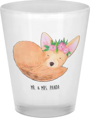 Produktbild von Mr. & Mrs. Panda Pinnchen Wüstenfuchs Blumen - Transparent - Geschenk, Afrika, Stamperl, Shotglas, Schnapsglas, Stamper, Blumenkranz, Wüste, Likör Glas, Gläschen
