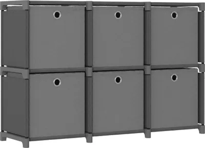 Image de vidaXL Étagère cubique avec 6 boîtes Gris 103x30x72,5 cm Tissu - Étagères - Étagères - Étagères de stockage - Étagères de stockage - Étagères de stockage