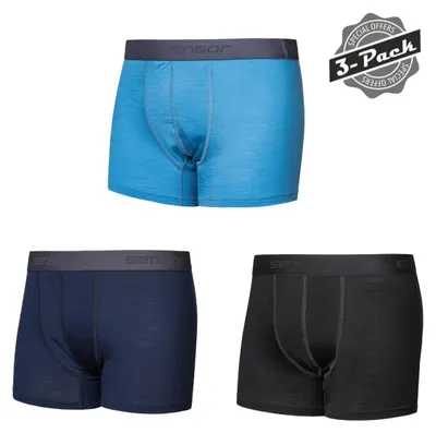 Obrázok produktu pre Šortky Sensor Merino Active 3-Pack pánske čierna modrá tmavomodrá veľkosť L 25200028-02