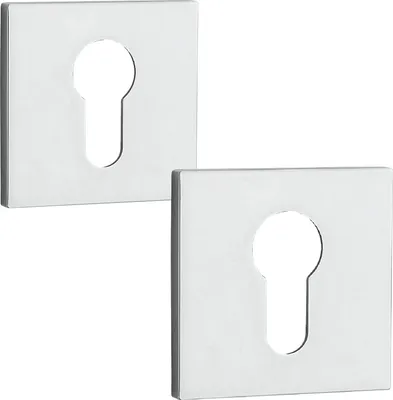 Produktbild von Quadratische Rosetten-Einsatzplatten für Innentürgriffe, Chrom