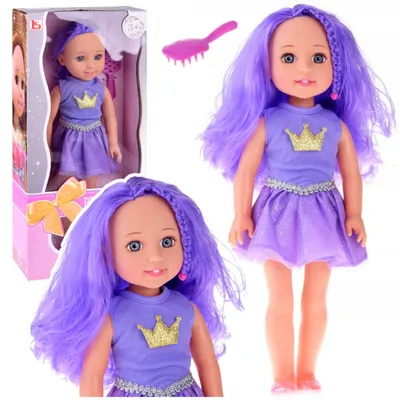 Produktbild von Lean Puppe Im Kleid Mit Krone Langes Haar Lila Bürste 38Cm