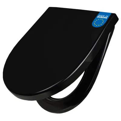 Produktbild von WC Sitz D-Form Schwarz mit Absenkautomatik Motiv [TDSCH3 Blanco]