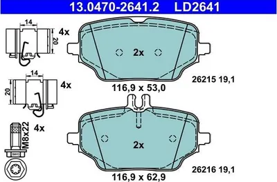 Produktbild von ATE Bremsbeläge Satz Hinten passend für MERCEDES-BENZ GLE (W167) 13.0470-2641.2