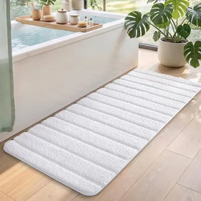 Productafbeelding van Antislip badmat, 60 x 150 cm, absorberend, wasbaar, microvezel, wit
