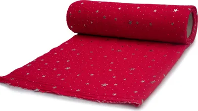 Produktbild von Musselin mit silbernen Sternen, Double Gauze, Rot, 50 x 130 cm