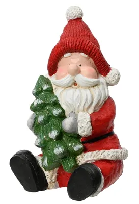 Imagen del producto de Papá Noel con árbol de Navidad, figura decorativa, 33 x 20,5 cm