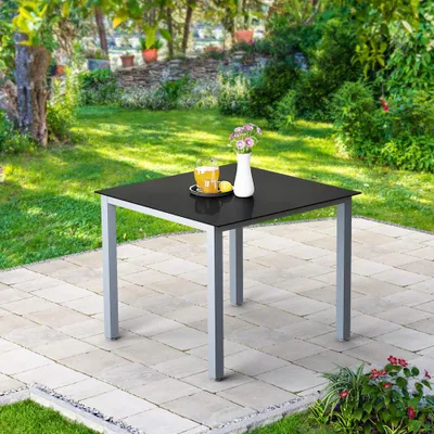 Image de CASARIA® Salon de jardin aluminium 4 chaises pliantes 1 table 90x90cm dossier réglable 8 positions ensemble de jardin terrasse balcon extérieur argent