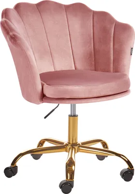 Produktbild von BELIANI Bürostuhl Samt Rosa / Gold Höhenverstellbar Drehbar für Home Office Büro Schminktisch Muschelform Muschel