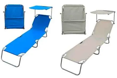 Obrázok produktu pre SKLADACIE PLÁŽOVÉ LEHÁTKA SO SLNEČNÍKOM 187 x 55 x 24 cm – farba: modrá