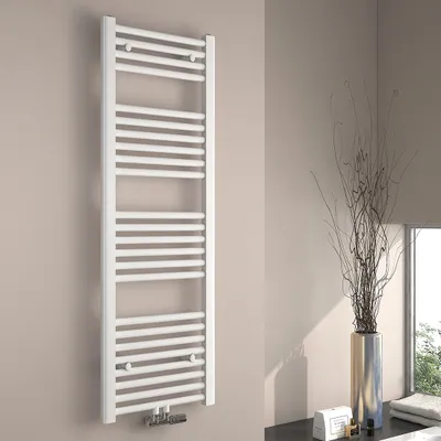 Obrázek produktu pro EMKE Koupelnový radiátor Sušák na ručníky Radiátor 40x120cm Výkon 458 W Bílý koupelnový radiátor Středové připojení topení