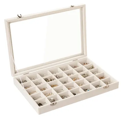Image de Boîte de rangement pour bijoux en velours, avec 35 compartiments