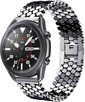 Produktbild von Strap-it Samsung Galaxy Watch 3 45mm Stahl-Fischarmband (Schwarz)