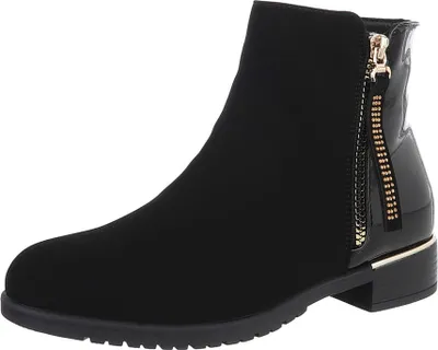 Produktbild von Ital-Design Damen Stiefeletten Leicht gefüttert , Lederoptik Flache Stiefeletten 87417736 Schwarz Gr.  38