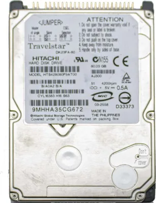 Produktbild von Festplatte, HDD, 2,5 Zoll, 80 GB, IDE/PATA, für Laptop/Notebook