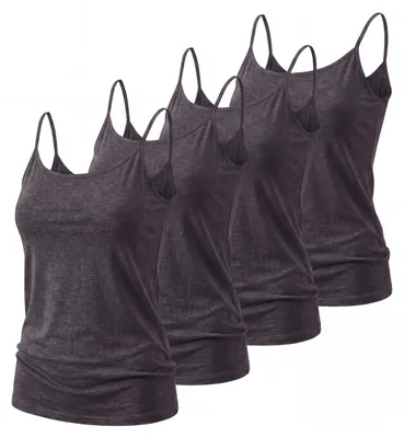 Produktbild von Trägertop 4er Set Damen Sommertop 34-42 Basic Top Spaghettiträger Stretch Top
