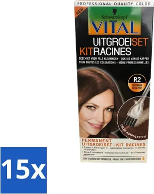 Productafbeelding van Schwarzkopf Vital - Haarkleuring - Set voor de aanzet - R2 Goudenbruin - 60 ml - Voordeelverpakking - 15 stuks