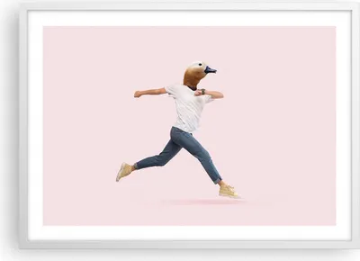 Produktbild von Gerahmtes Poster - Weißer Rahmen - Anthropomorphisierung Mensch Ente - 70x50 cm - Wand Bild - Wanddeko - Wandbilder - Kunstposter - Wandposter - Bilderrahmen - Bilder - Kunstdruck - P2WAA70x50-4597
