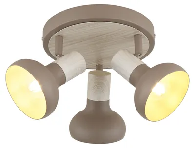 Obrázok produktu pre Stropná lampa s dreveným vzhľadom Puerto, hnedá, 3xE14x40W, kov, rozmery: 18x34x34 cm, IP20, Candellux