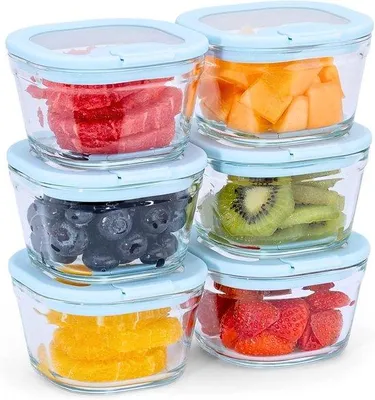 Obrázek produktu pro Skleněné dózy na potraviny – sada dóz – pro skladování potravin – vzduchotěsné, stohovatelné – 6 kusů po 250 ml – průhledné