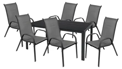 Produktbild von Gartengarnitur Sitzgarnitur 7-teilig 180x90cm Aluminium / Non-Wood