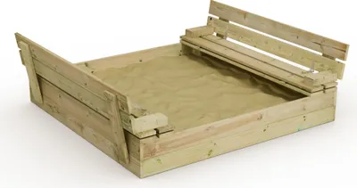 Image de WICKEY Bac à sable Flip 120x125cm Jardin Enfants Bac à sable Aire de jeux avec banc et couvercle rabattable