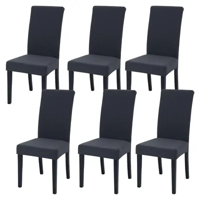 Produktbild von Set mit 6 elastischen Stuhlhussen für das Esszimmer, abnehmbar und waschbar, moderne elastische Hussen für Zuhause, Hotel, Bankette, Partys, Dekoration und Hochzeiten (dunkelgrau)
