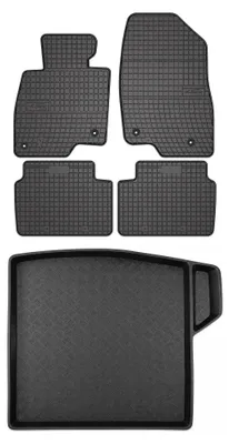 Zdjęcie produktu dla Dywaniki gumowe + mata bagażnika do Mazda 3 III (BM) od 2013 (sedan) – czarne, dopasowane – Wielganizator SolidPRO