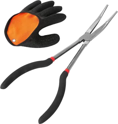 Productafbeelding van Hengeltang met Haakverwijderaar - Vis Tang Set - Vissen Haken Verwijderen - Gebogen Tang Punt - 28 cm - Zilver