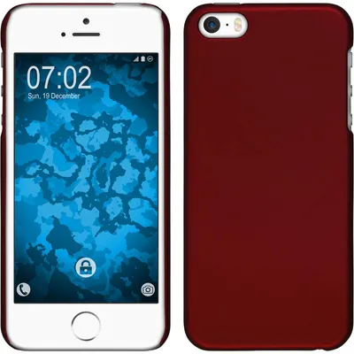 Produktbild von PhoneNatic Case kompatibel mit Apple iPhone SE 2016 (1.Gen) - Hülle rot gummiert Hard-case + 2 Schutzfolien